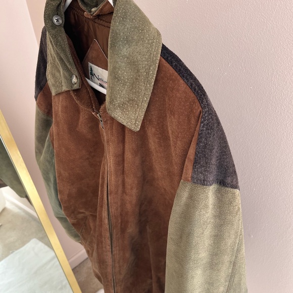 Vintage Men’s XL 3-tone Suede Bomber Jacket - Picture 4 of 11
